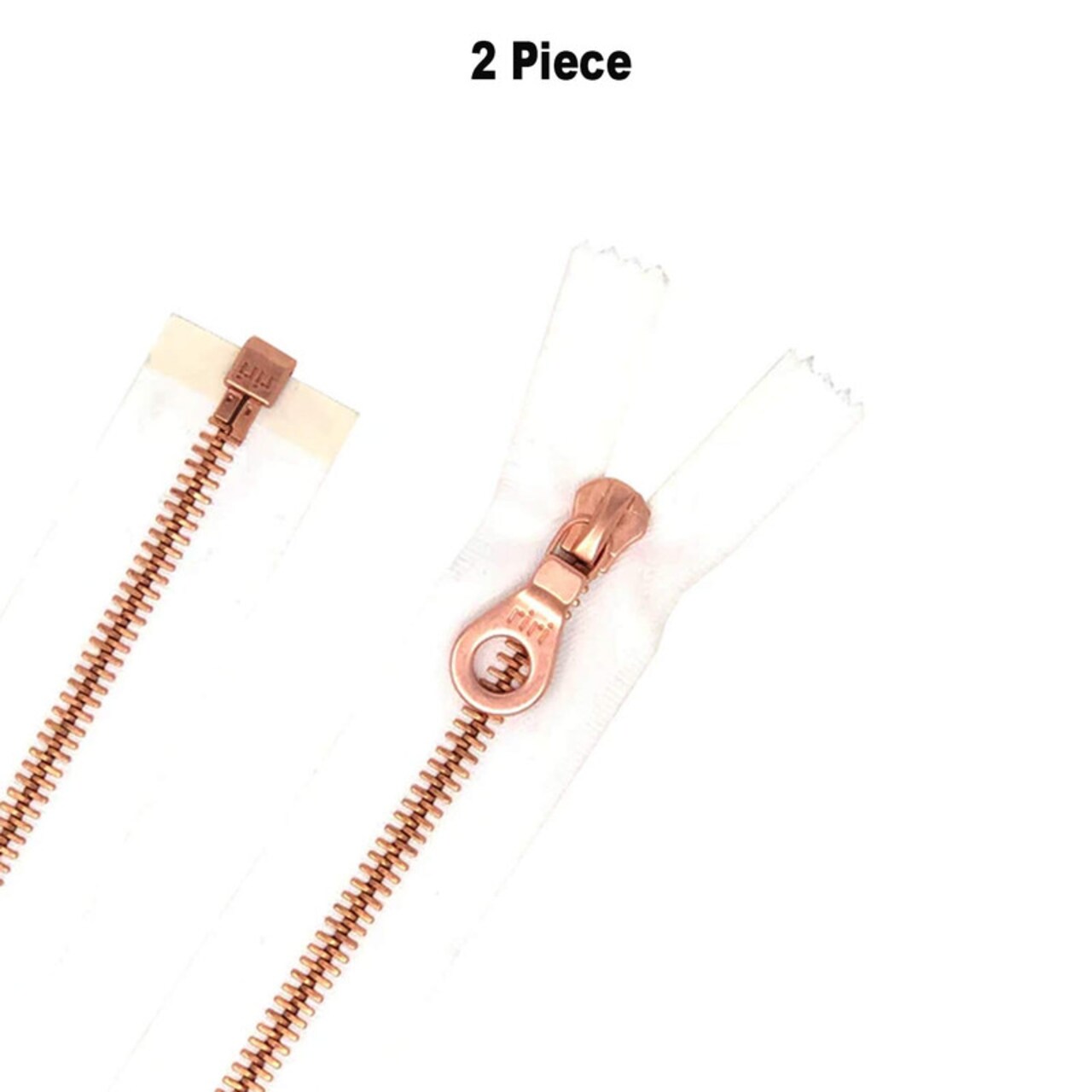 Riri 6MM One-Way Separating Jacket Zipper – White Tape with Rose Gold